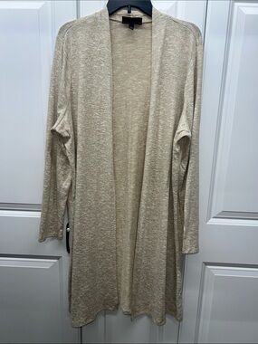 Lane Bryant Beige Marled Knit Open Front Duster Cardigan Sweater Plus Size 18/20